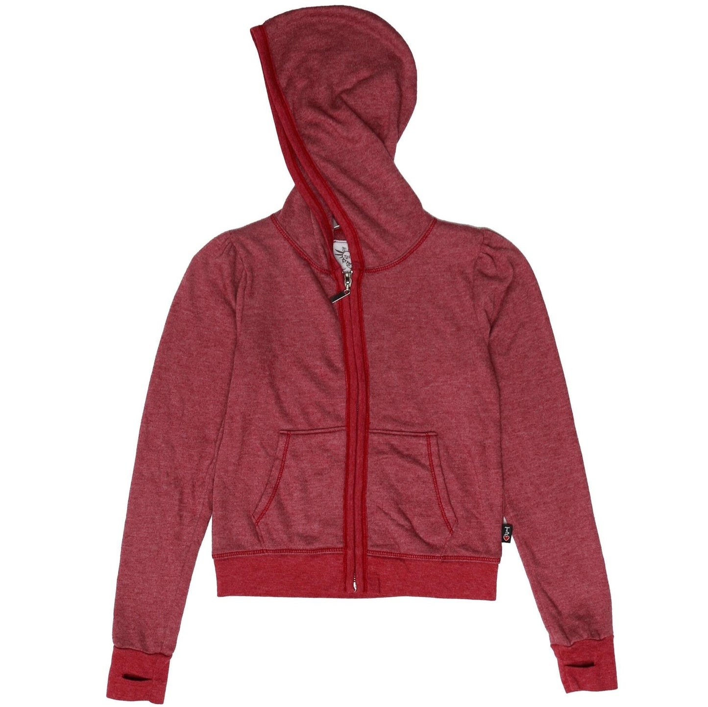 Heather Puff-Shoulder Hooded Jacket