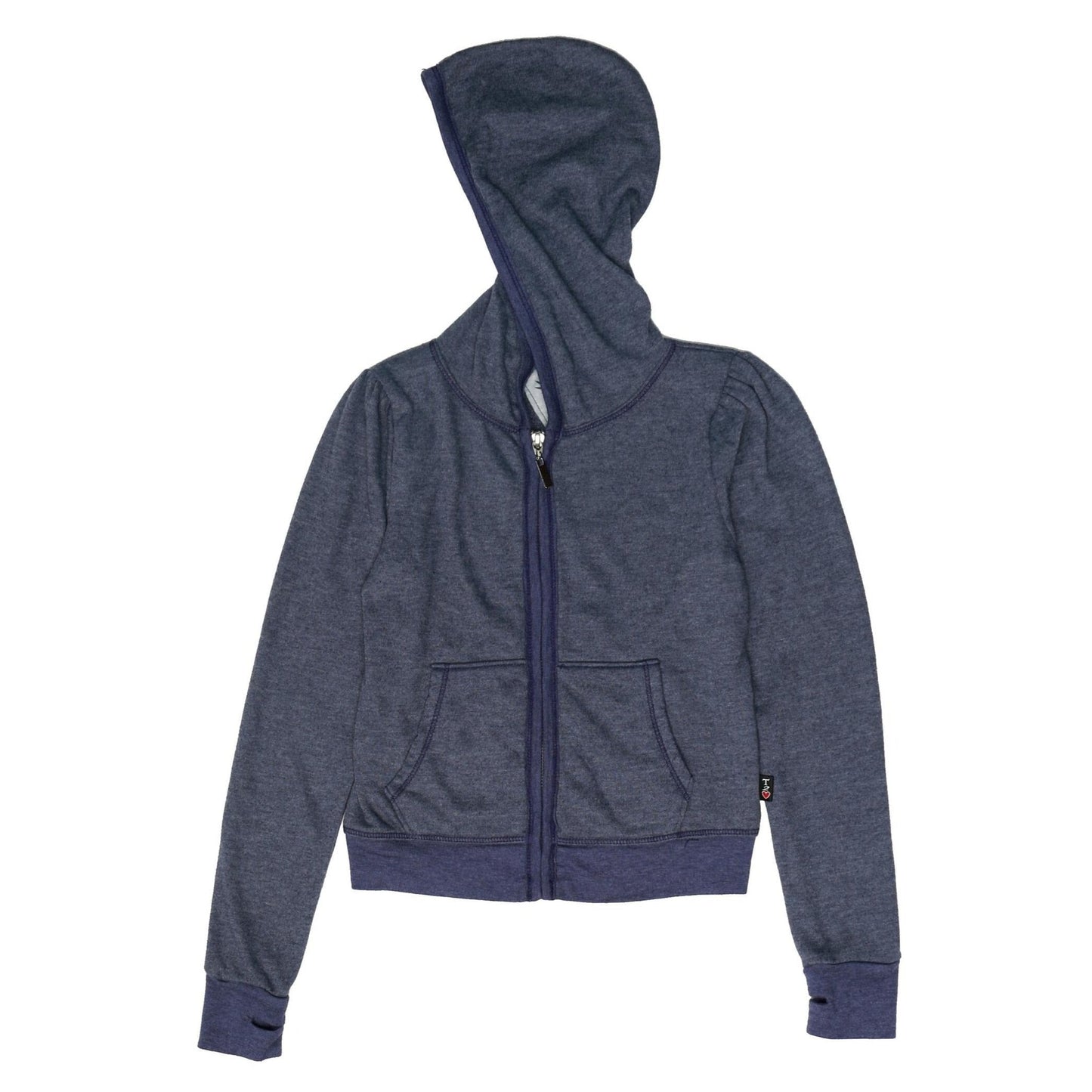 Heather Puff-Shoulder Hooded Jacket