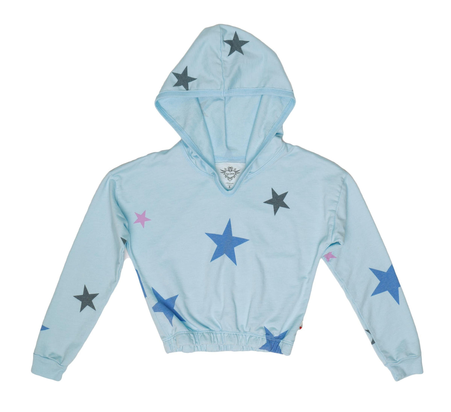 Hooded Long-Sleeve Top (Colored-Stars Pattern)