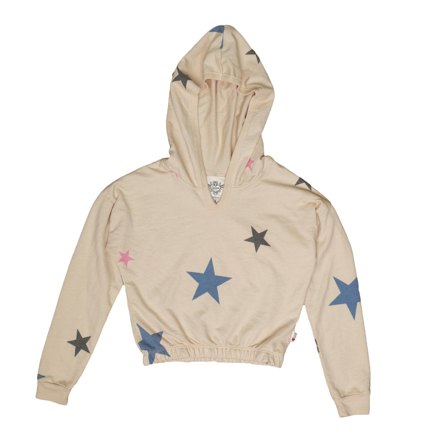 Hooded Long-Sleeve Top (Colored-Stars Pattern)