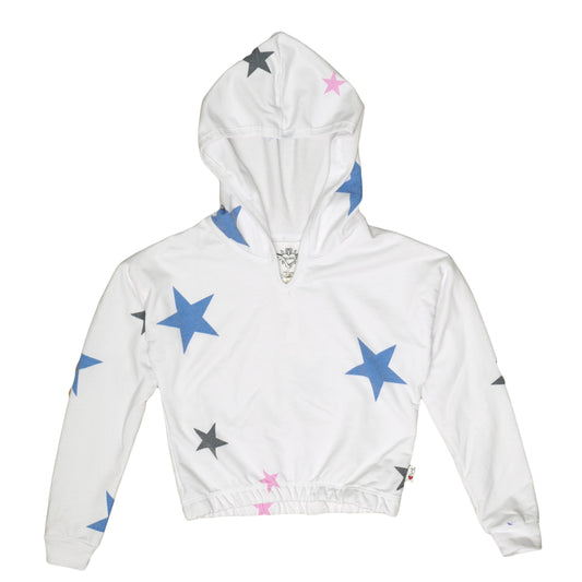 Hooded Long-Sleeve Top (Colored-Stars Pattern)