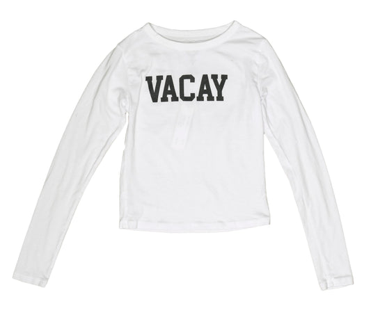 Cropped Long-Sleeved Shirt ("VACAY")