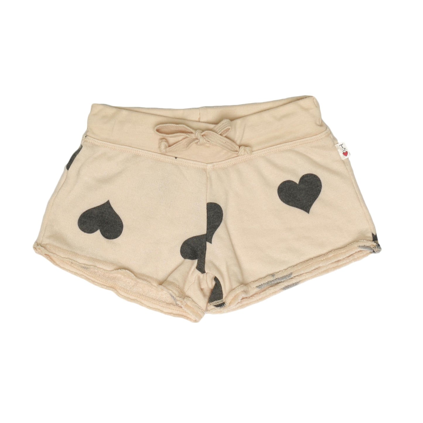 Raw-Edged Shorts with Back Pocket (Heart-Print Pattern)