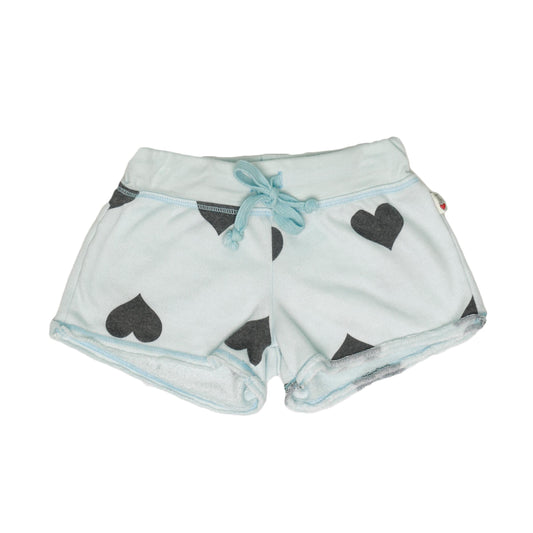 Raw-Edged Shorts with Back Pocket (Heart-Print Pattern)
