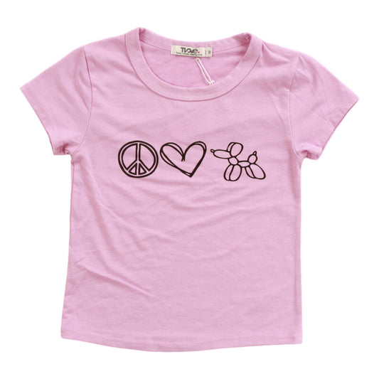 Signature Cap Sleeve Tee (Peace-Heart-Dog Print)