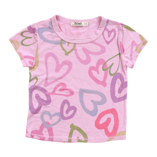 Signature Cap Sleeve Tee (Mixed Hearts Pattern)