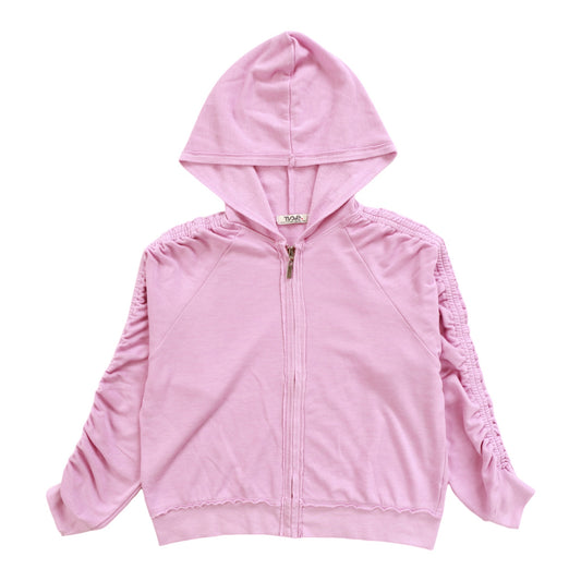 Gather-Sleeve Hooded Jacket