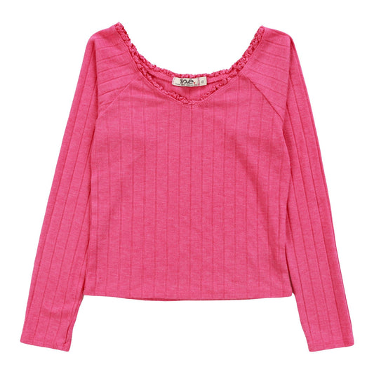 Ribbed Lace V-Neck Shirt