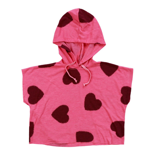 Heather Hooded Muscle Pullover (Black Fuzzy Heart Pattern)