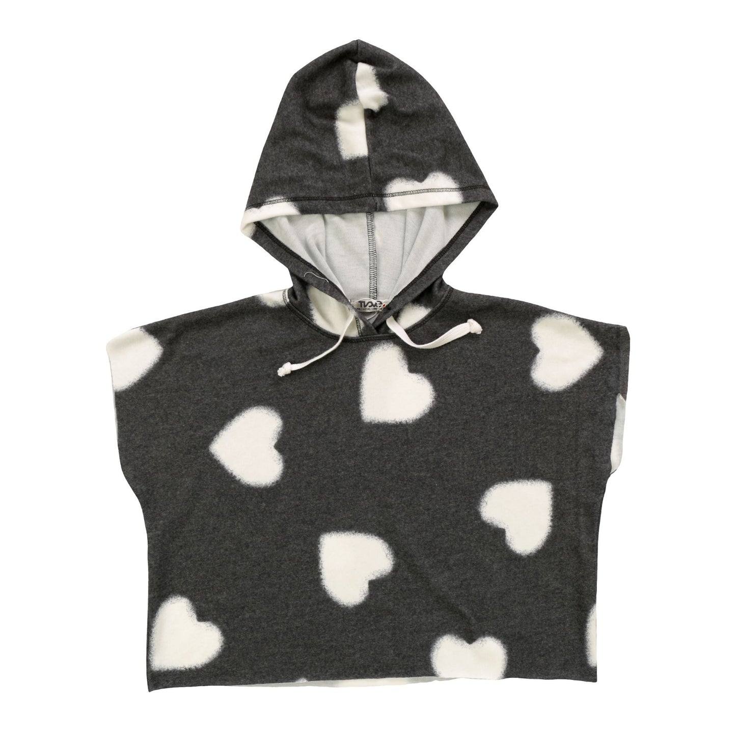 Hooded Muscle Pullover (White Fuzzy Heart Pattern)