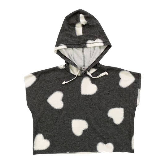 Hooded Muscle Pullover (White Fuzzy Heart Pattern)