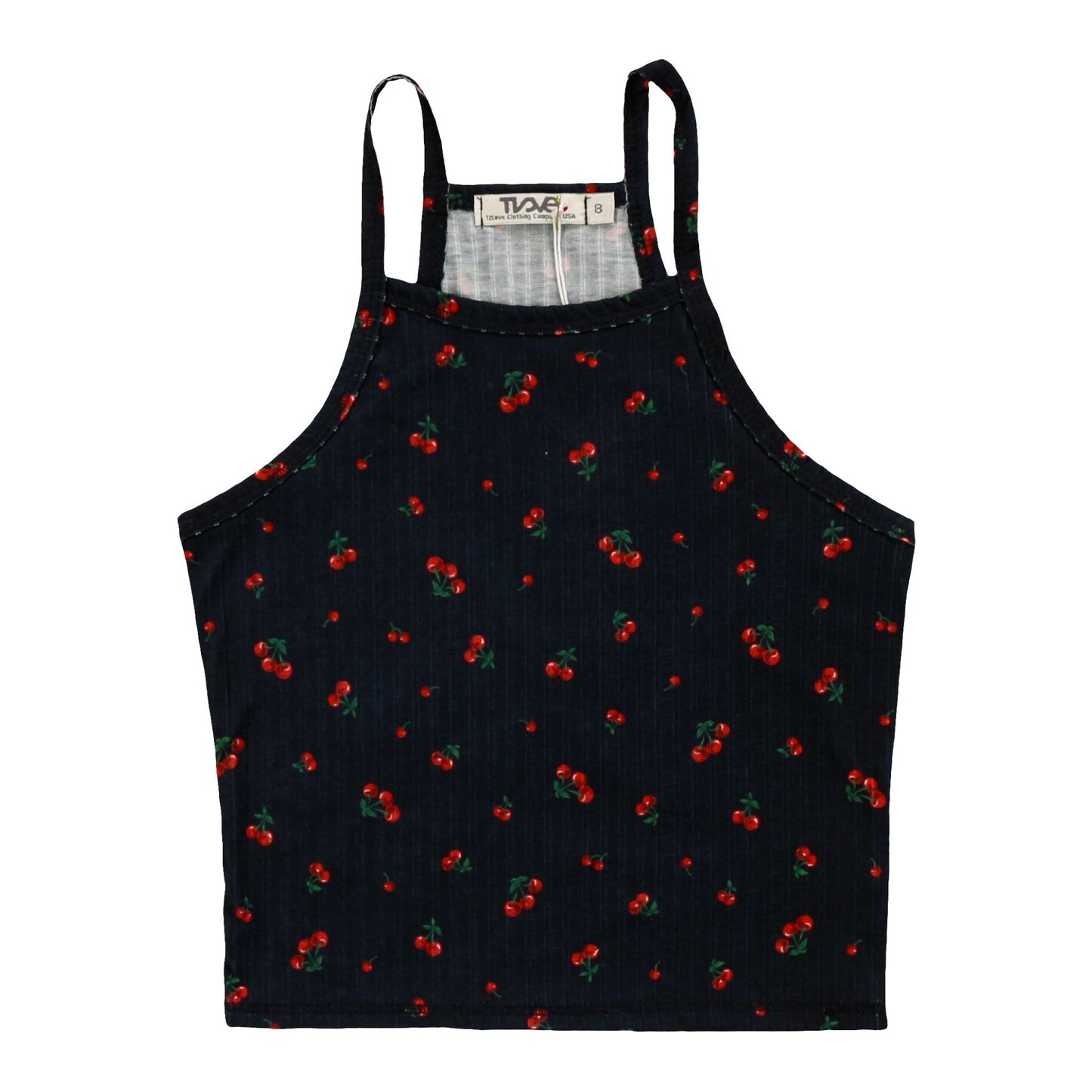 Ribbed Fitted Tank (Cherries Pattern)