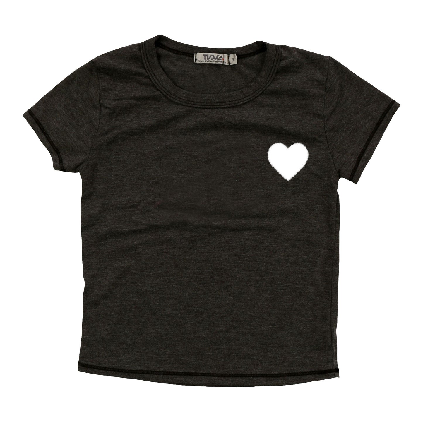 Heather Signature Cap Sleeve Tee (White Fuzzy Heart Print)