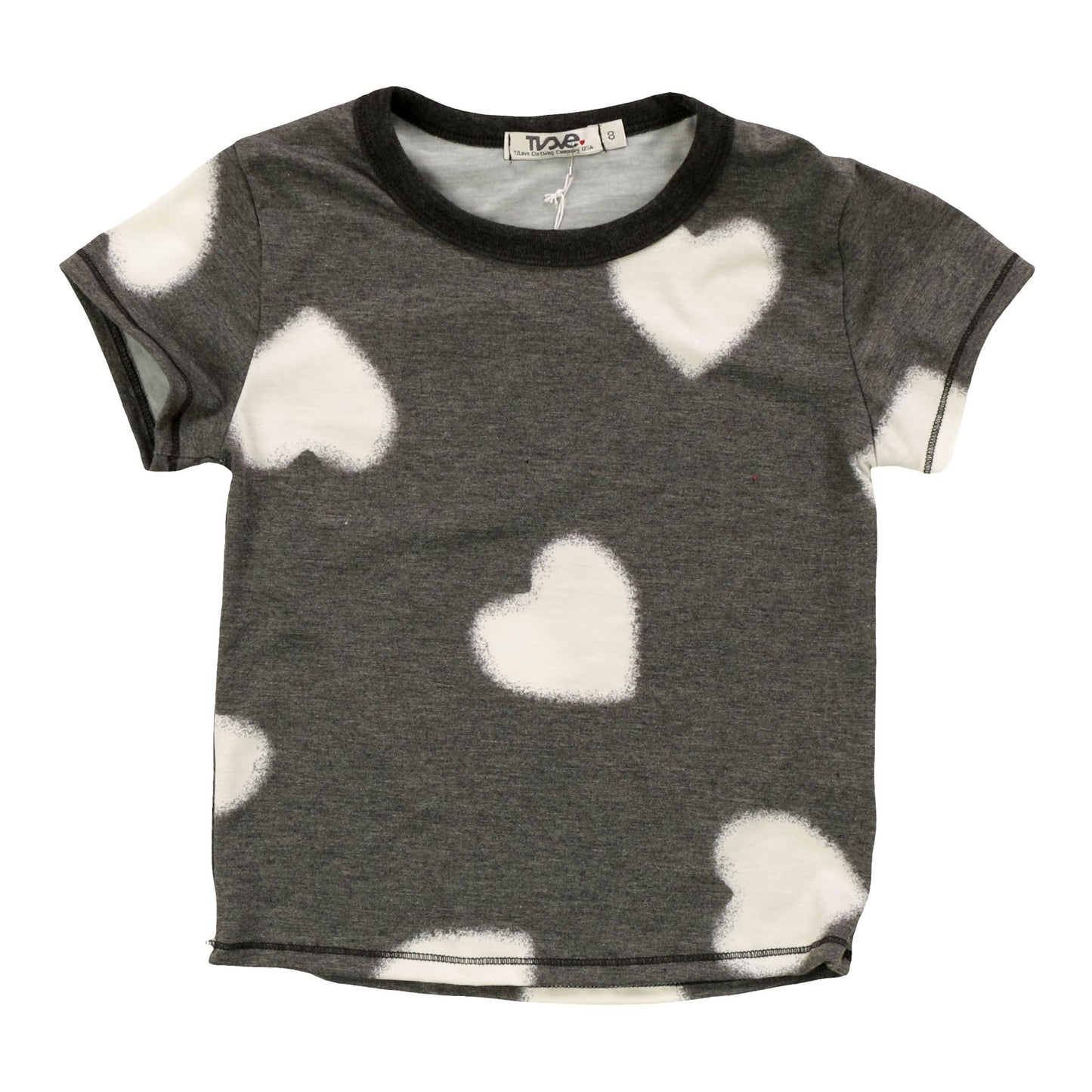 Signature Cap Sleeve Tee (White Fuzzy Heart Pattern)