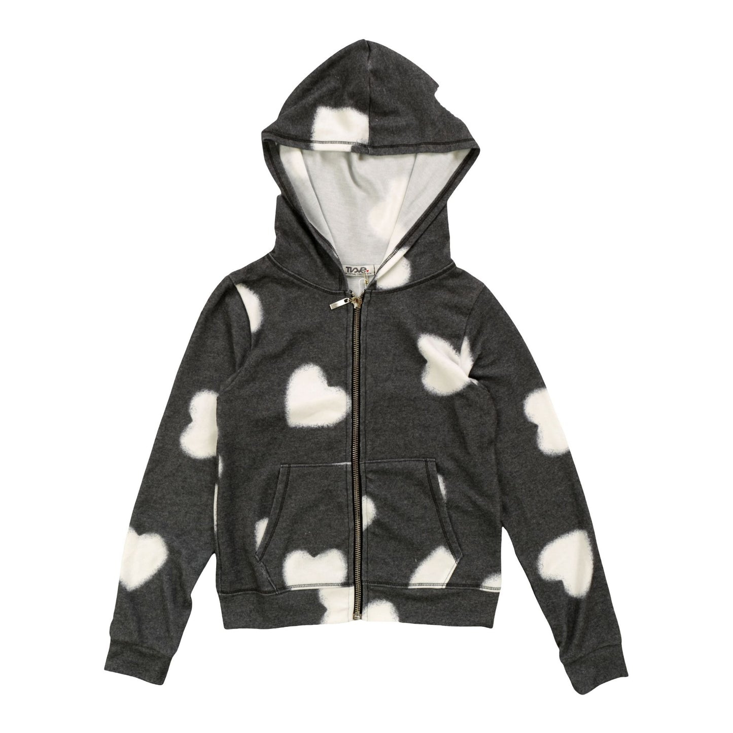 Hooded Jacket (White Fuzzy Heart Pattern)