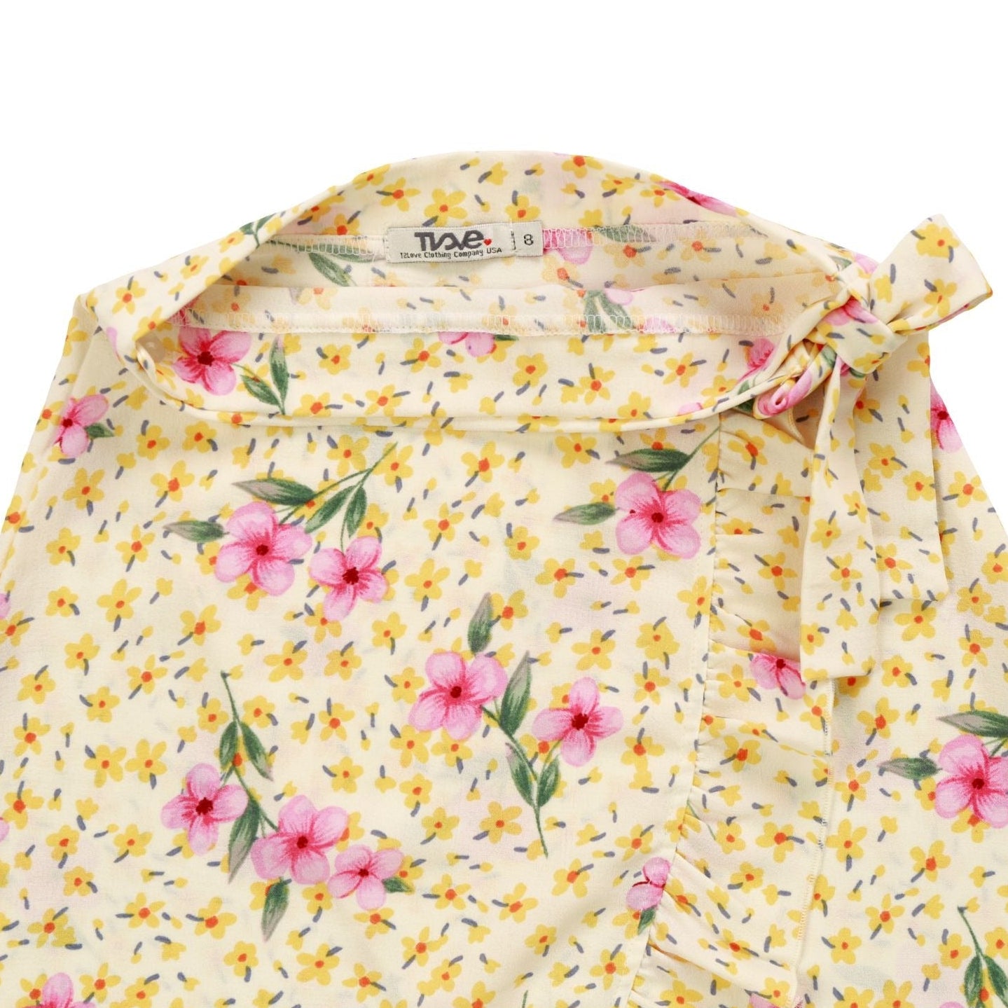 Asymmetrical Ruffle Long Skirt (Yellow Floral)