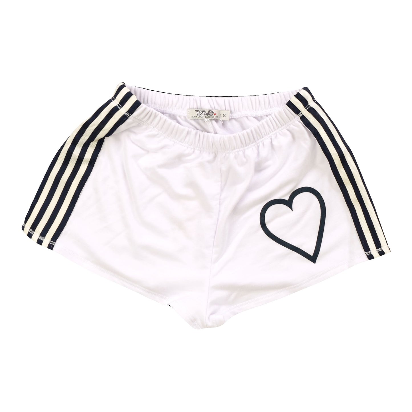 Shorts with Sports Trim (Black Heart Outline Print)