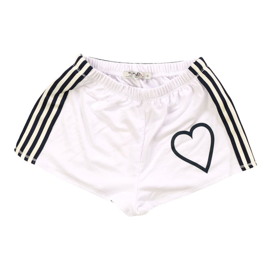 Shorts with Sports Trim (Black Heart Outline Print)