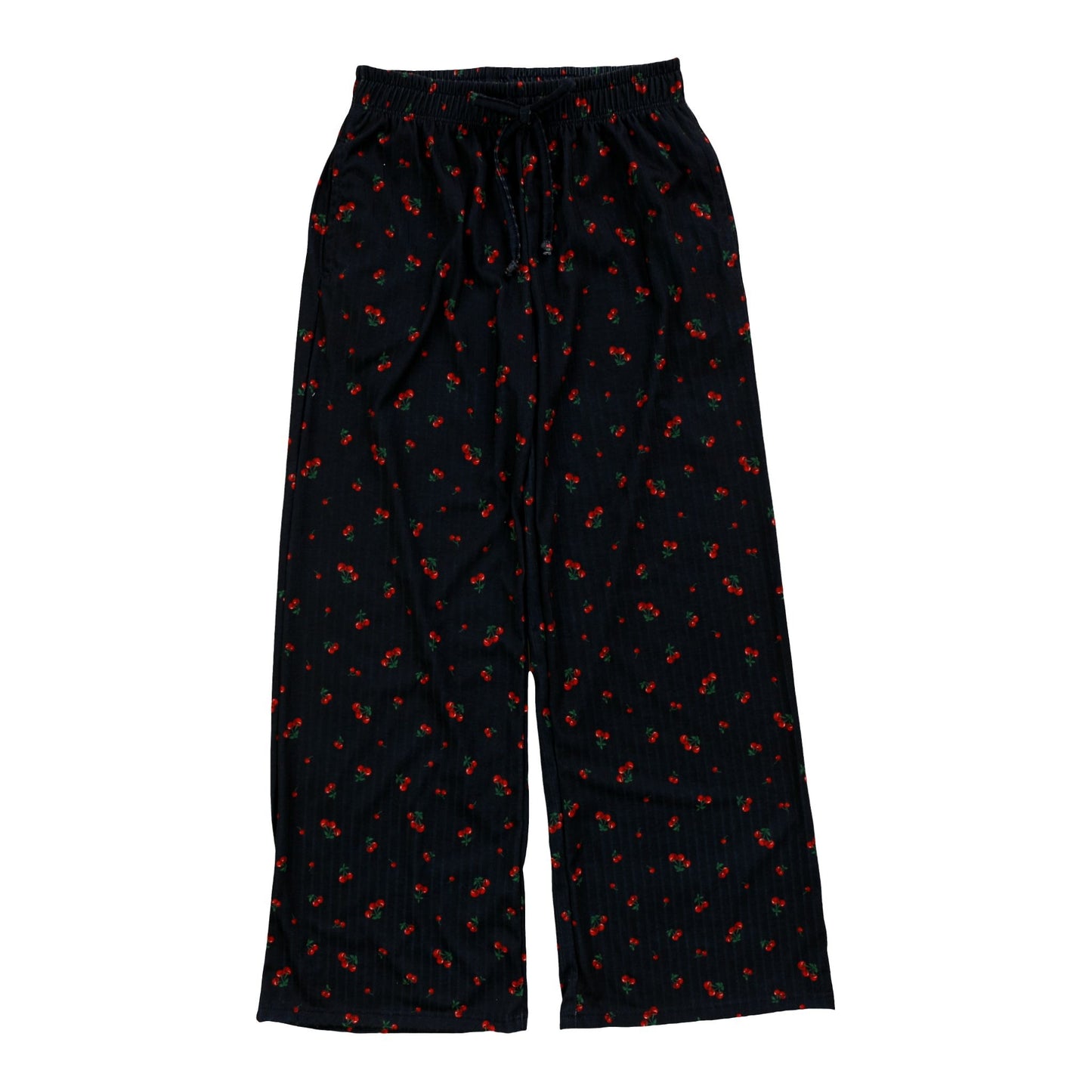 Ribbed Easy Pants with Pockets (Cherries Pattern)