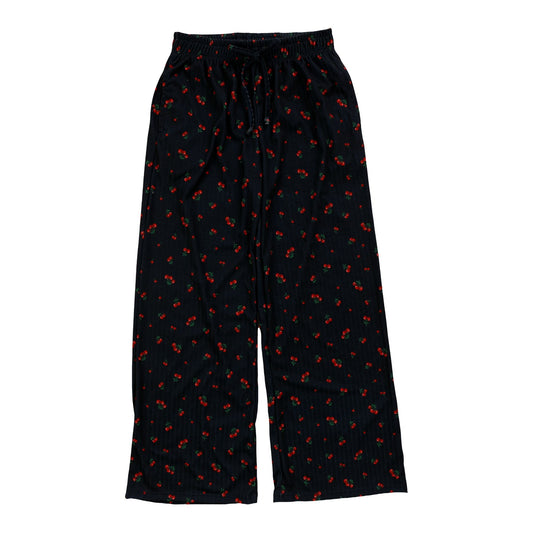 Ribbed Easy Pants with Pockets (Cherries Pattern)