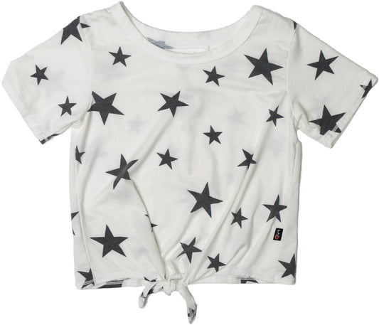 Tie-Front Tee (Charcoal Stars Pattern)