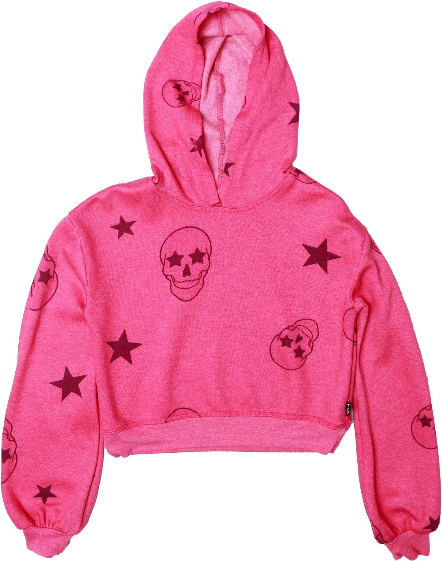 Puff-Sleeve Hoodie (Pink Skulls Pattern)
