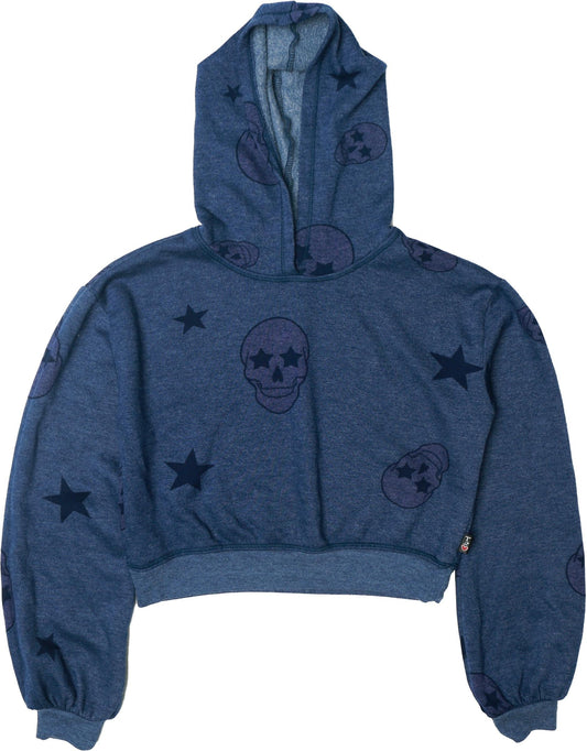 Puff-Sleeve Hoodie (Pink Skulls Pattern)