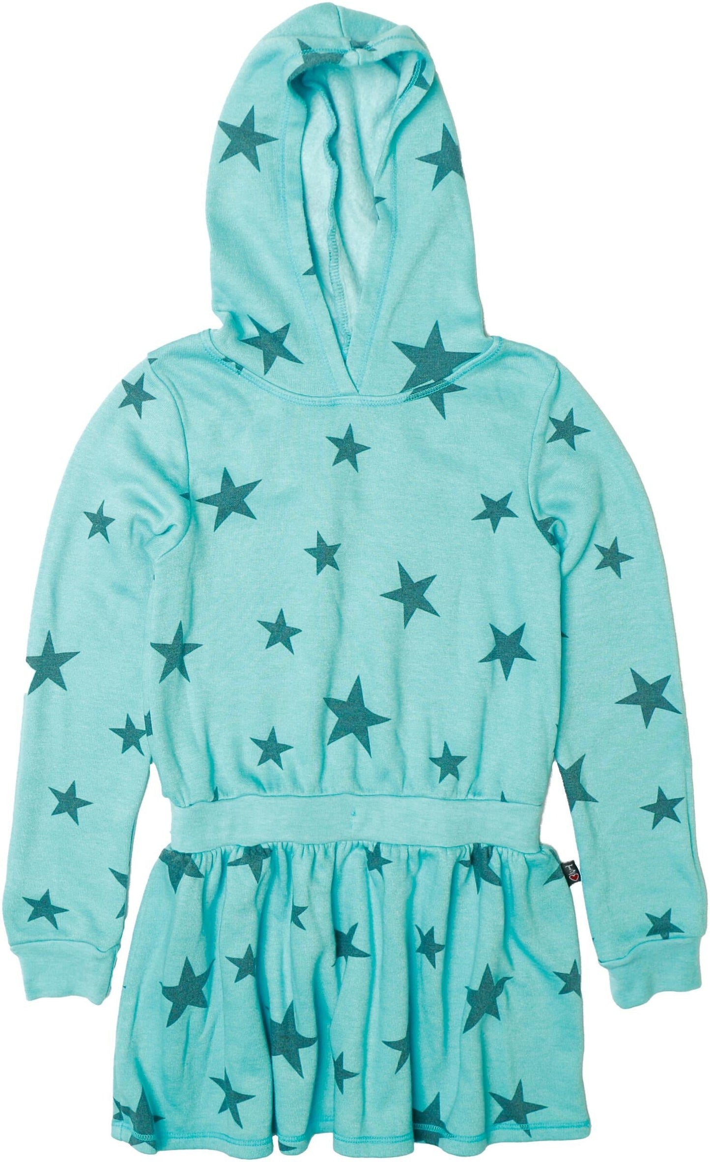 Hooded Long-Sleeved Dress (Charcoal Stars Pattern)