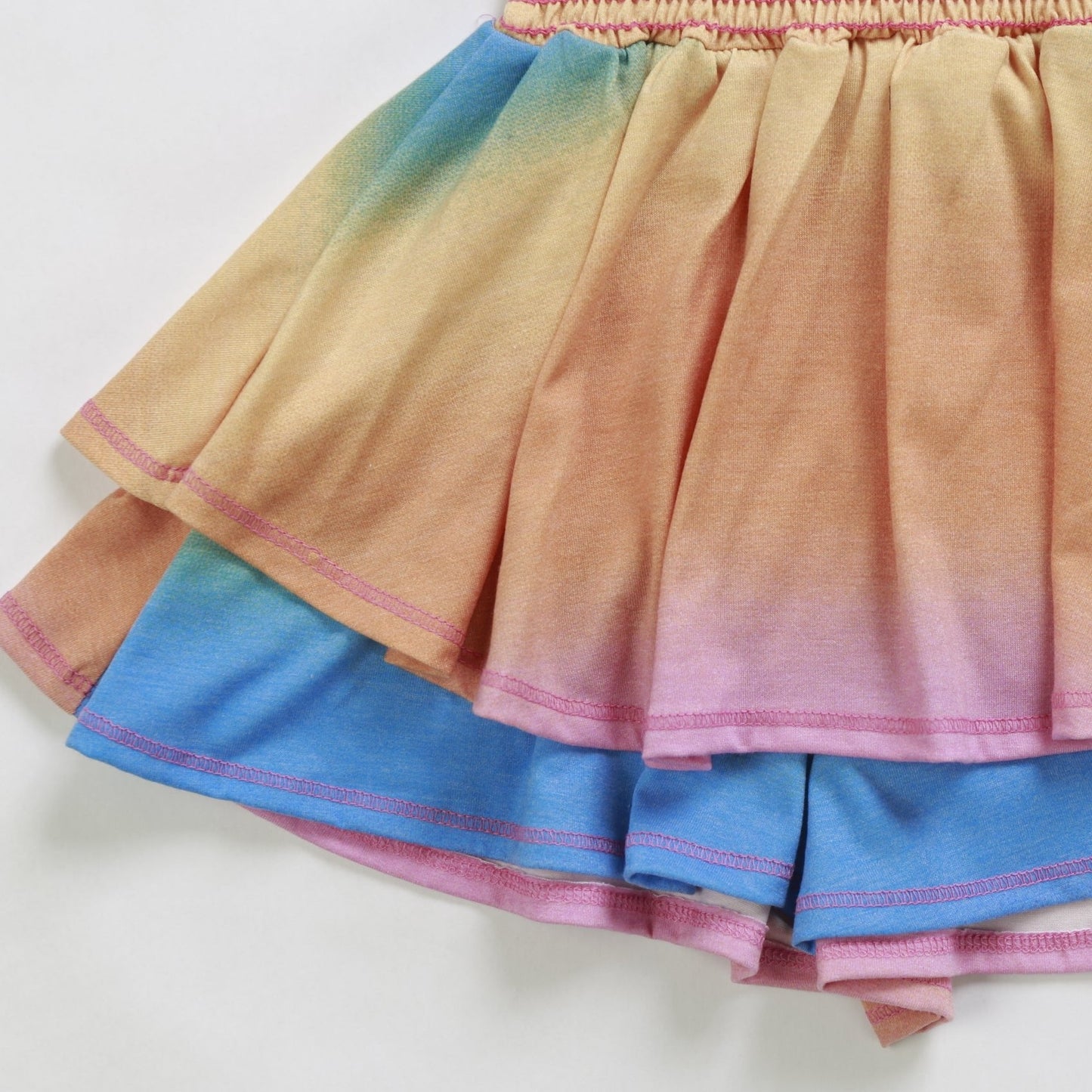 Double-Layer Puff-Sleeve Romper (Multi-Colored Ombre)