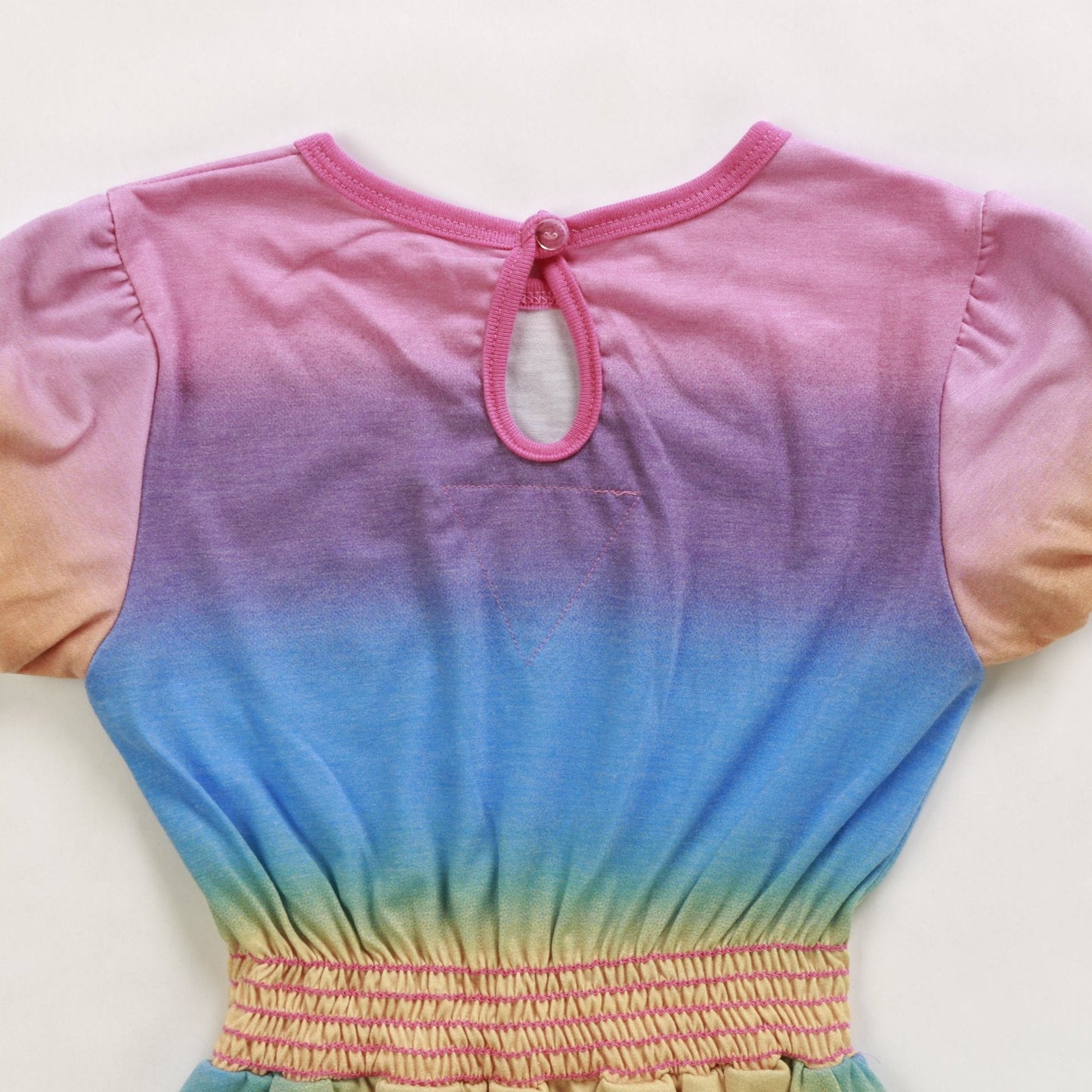 Double-Layer Puff-Sleeve Romper (Multi-Colored Ombre)