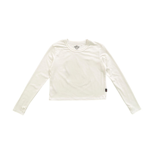 Heather Long-Sleeved Boxy Tee with Thumbholes