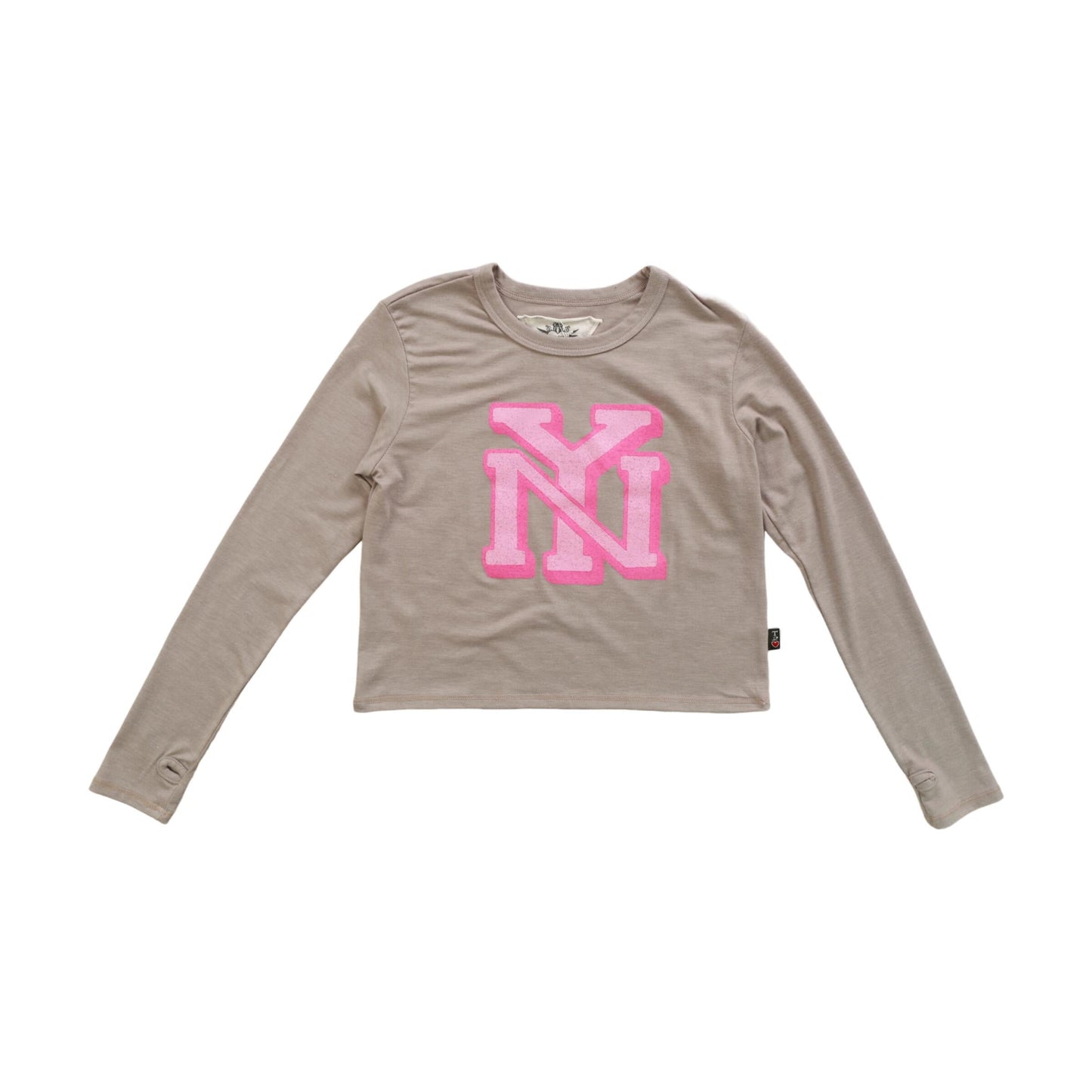 Long-Sleeved Boxy Tee with Thumbholes (NY Print)