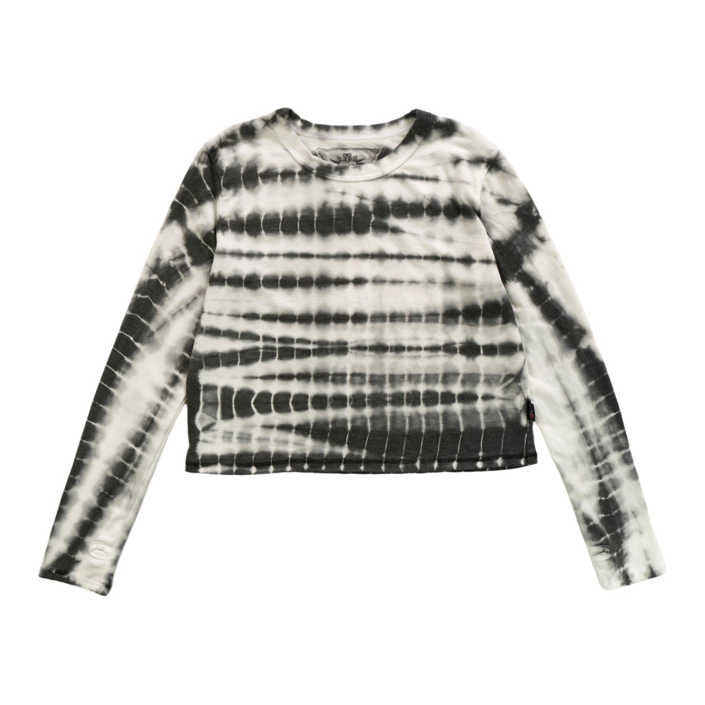 Long-Sleeved Boxy Tee with Thumbholes (Bamboo Tie-Dye)
