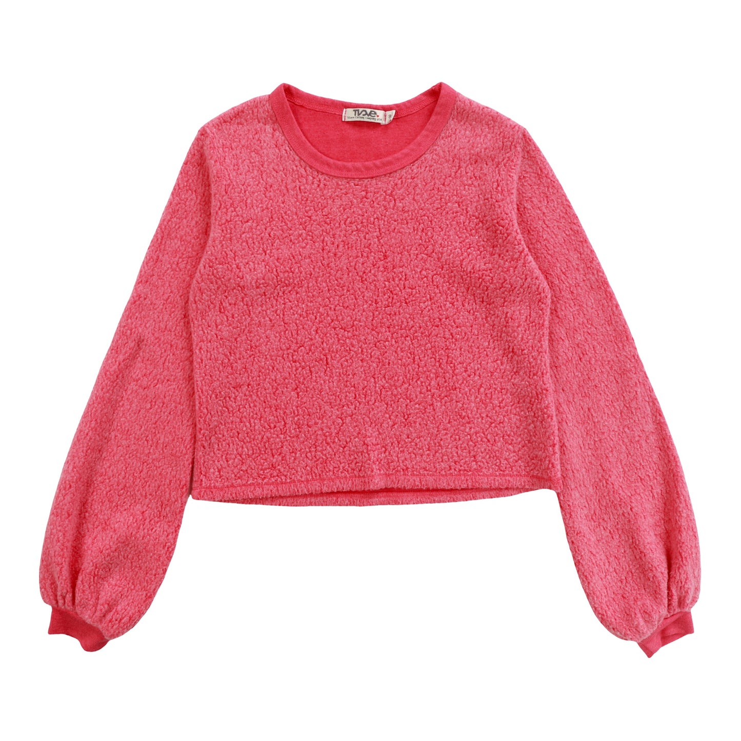 Puffy Long-Sleeve Crewneck Shirt (Reversed-Fabric)