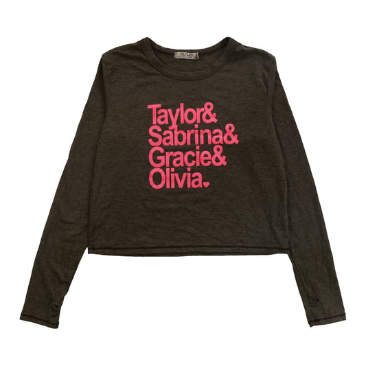 Heather Long-Sleeved Boxy Tee with Thumbholes (Girls' Names Print)