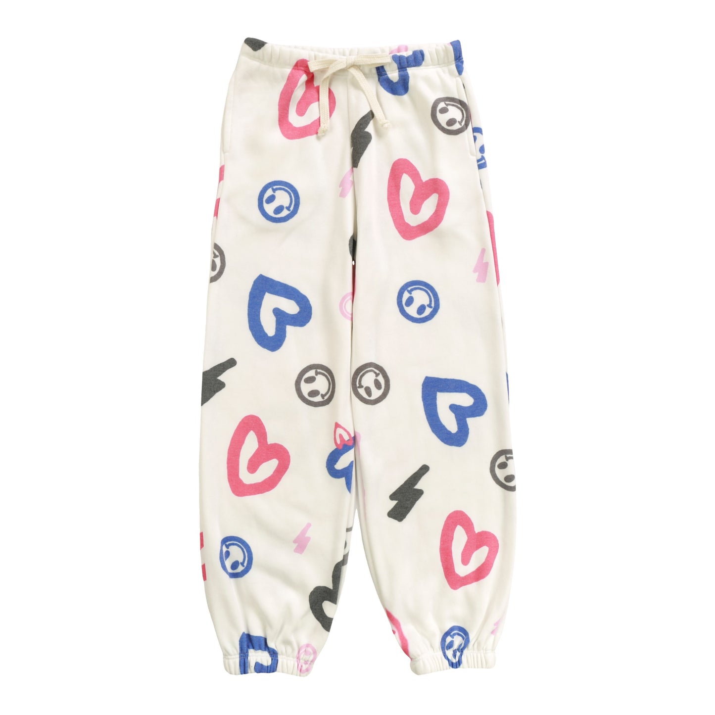 Heather Slit-Pocket Sweatpants (Heart, Happy Face, Bolt Pattern)