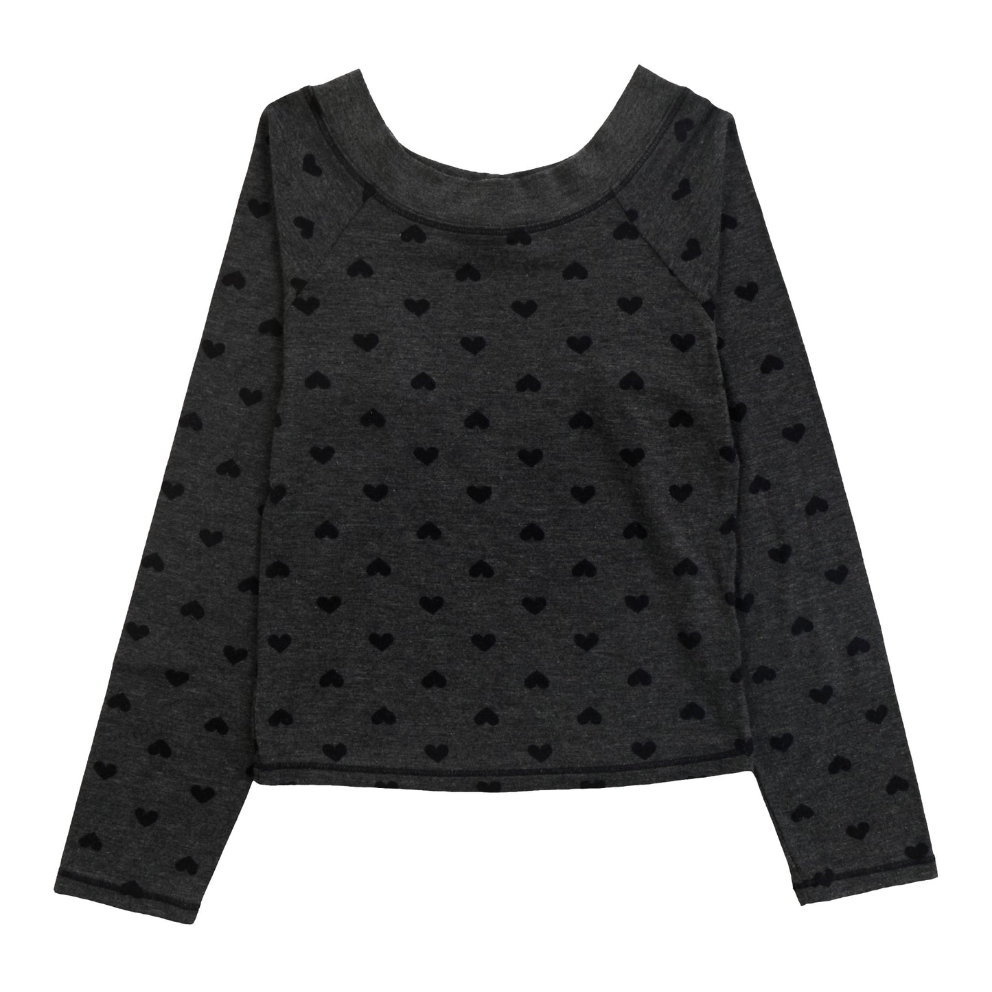 Boat-Neck Top (Mini Black Hearts Pattern)