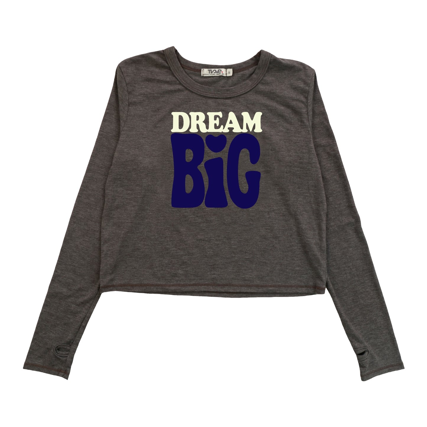 Long-Sleeved Boxy Tee with Thumbholes ("DREAM BIG")