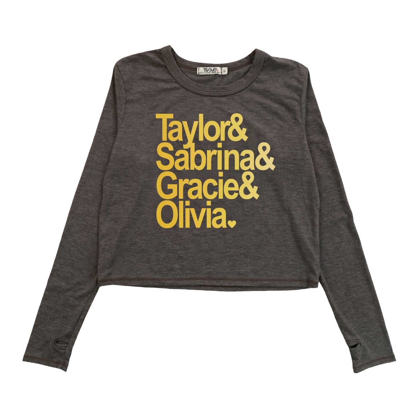 Long-Sleeved Boxy Tee with Thumbholes (Girls' Names Print)