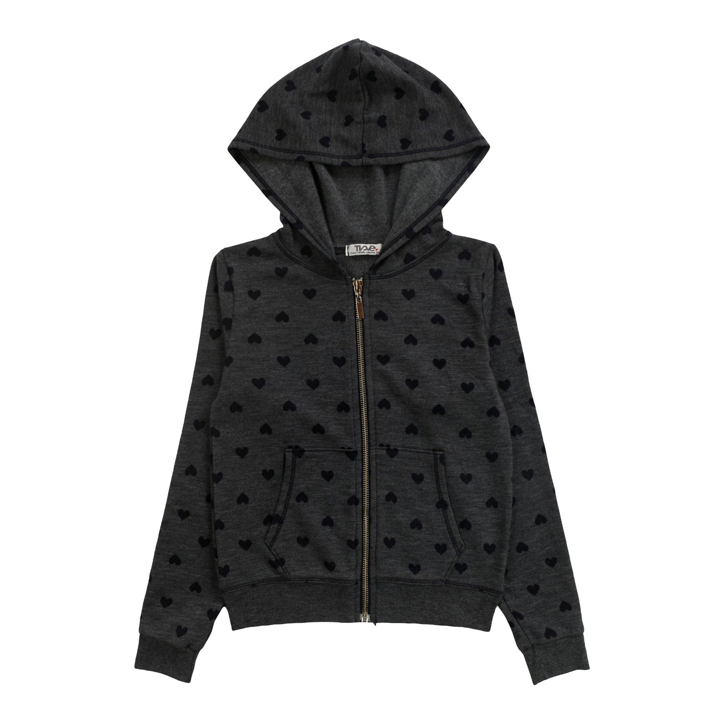 Heather Hooded Jacket (Mini Black Hearts Pattern)