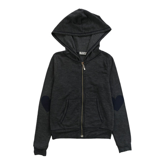 Heather Hooded Jacket (Navy Heart on Sleeve Print)