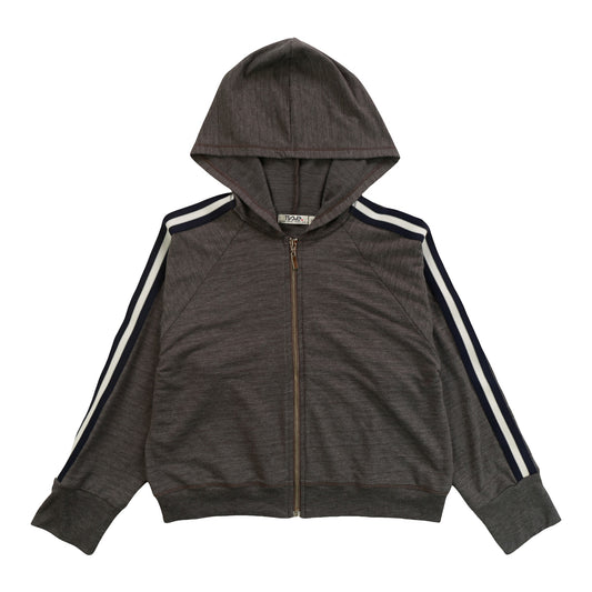 Heather Hooded Jacket with Sports Stripe