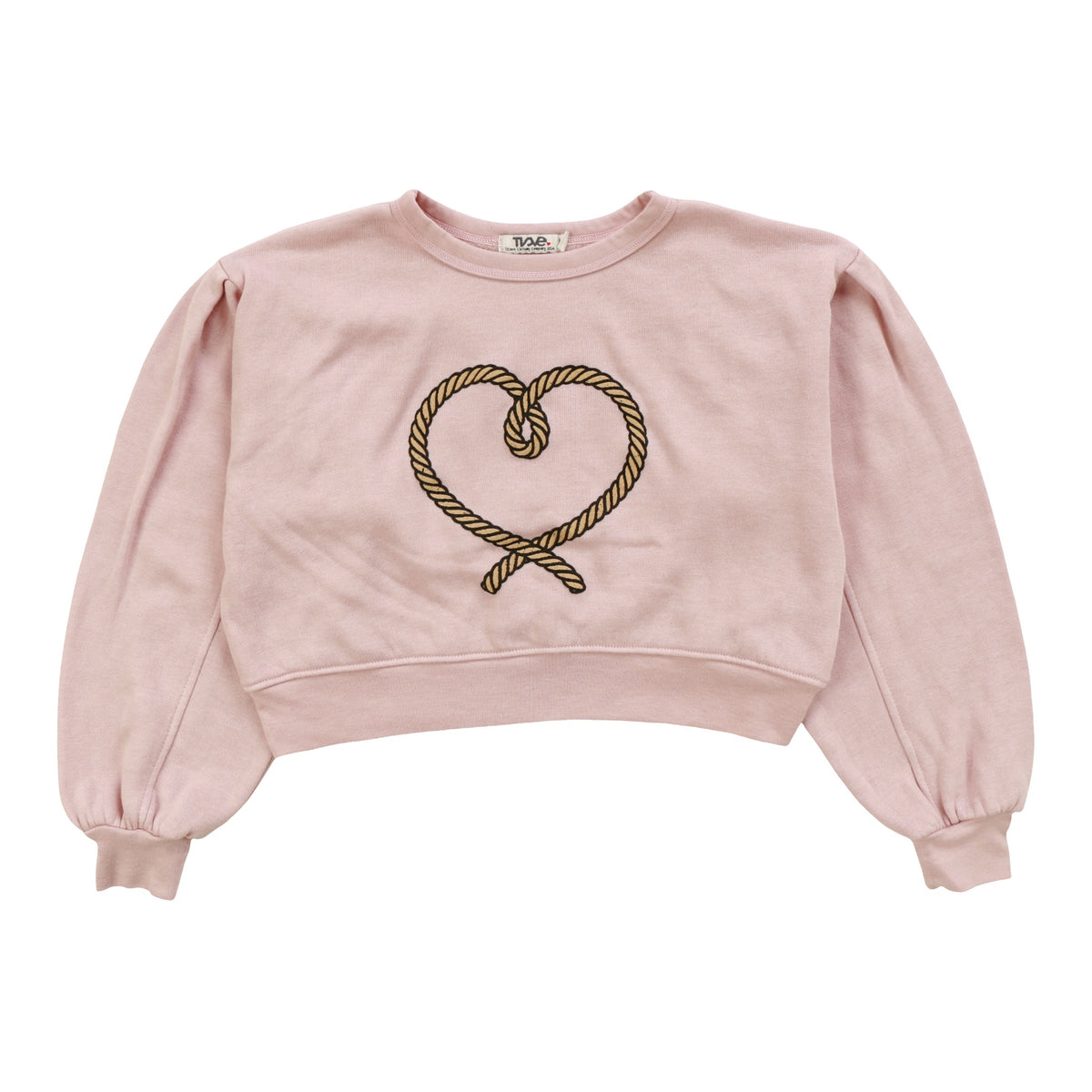Seamed-Sleeve Pullover Crew (Rope Heart Print)