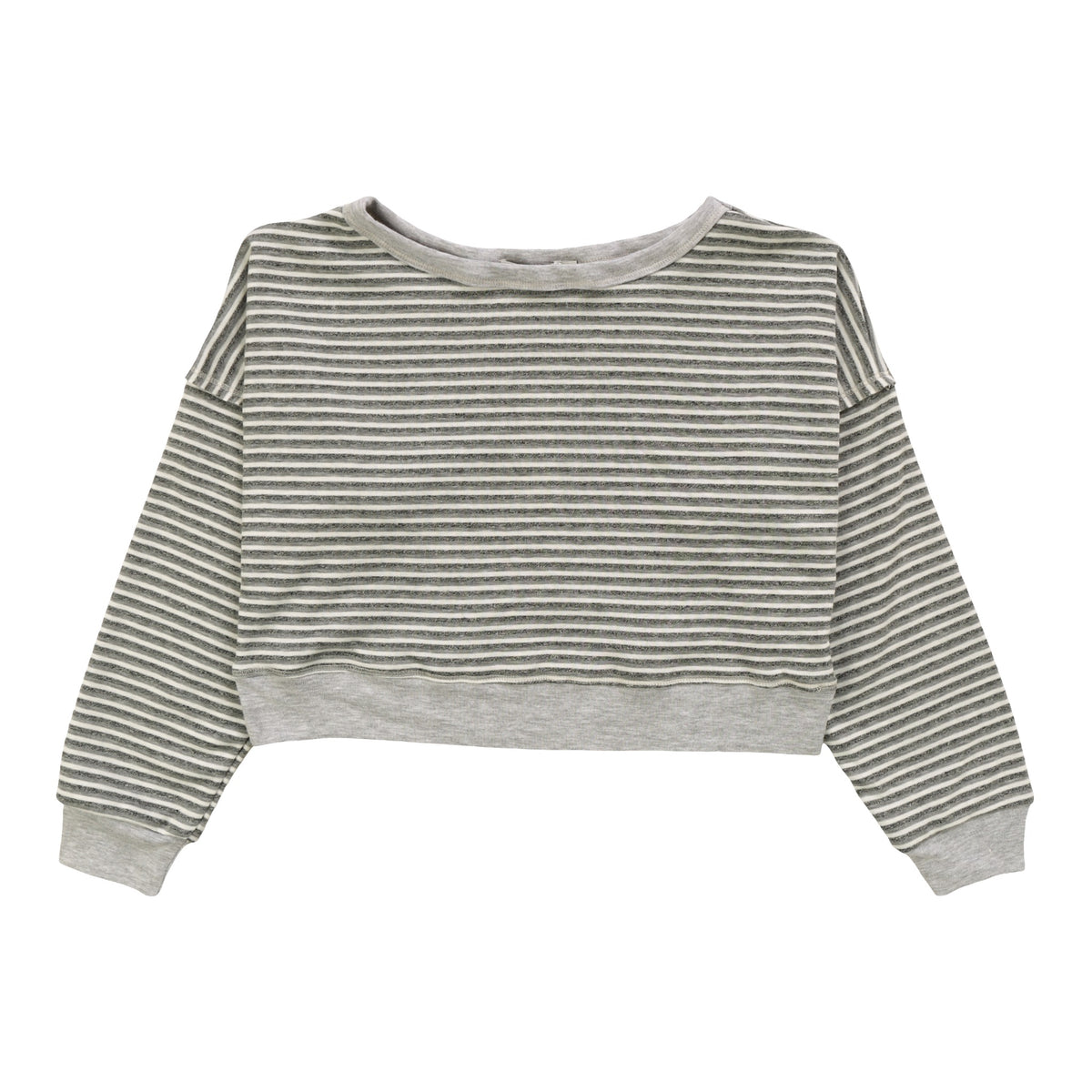 Long-Sleeved Crew Pullover (Gray Stripes)