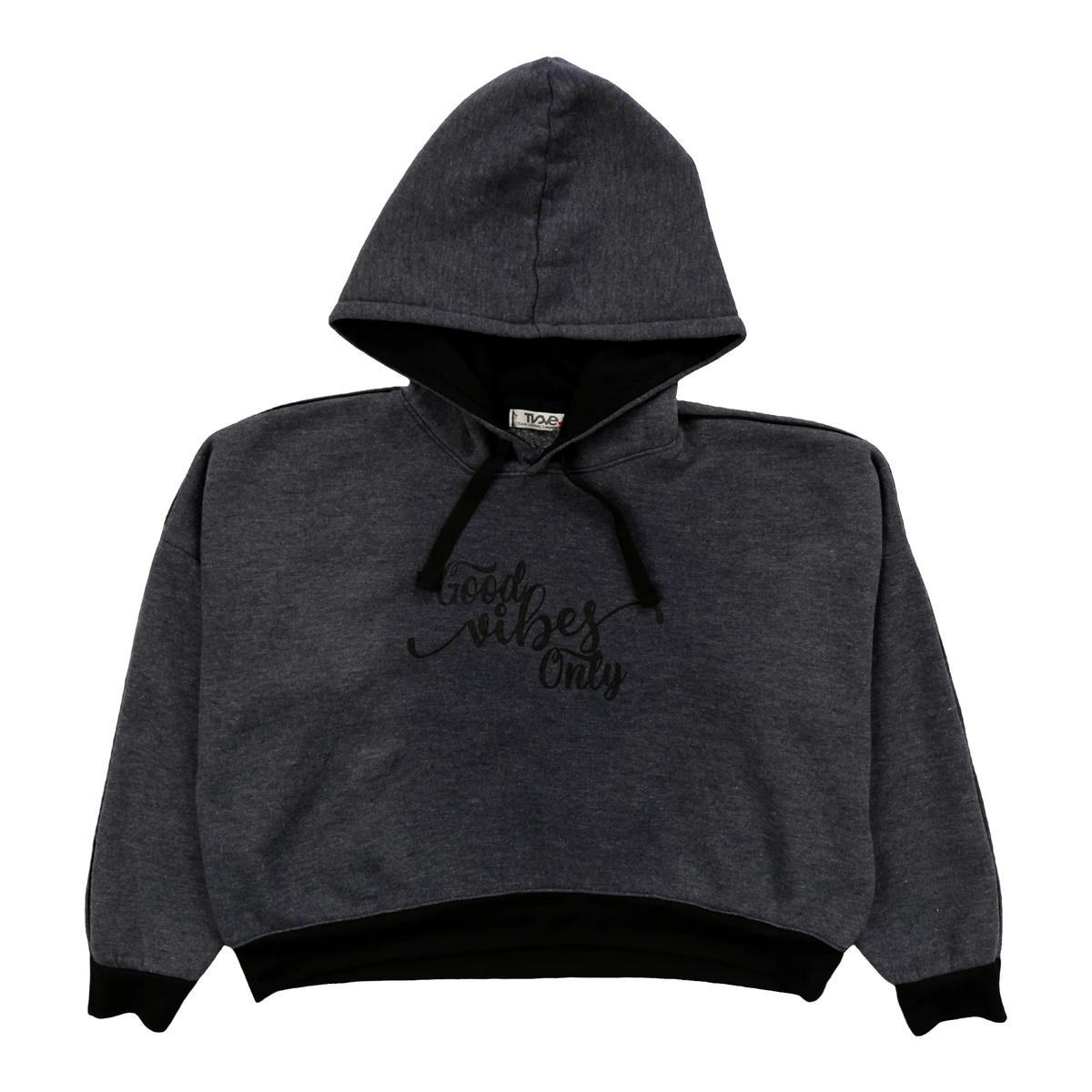 Hoodie with Piping ("Good Vibes Only")