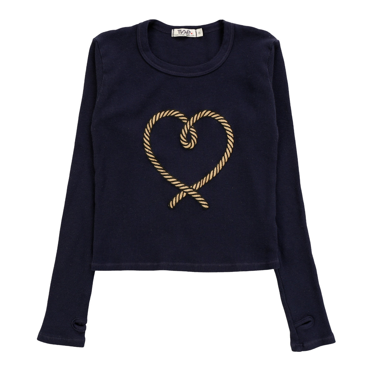 Signature Long-Sleeved Thermal Shirt with Thumbholes (Rope Heart Print)