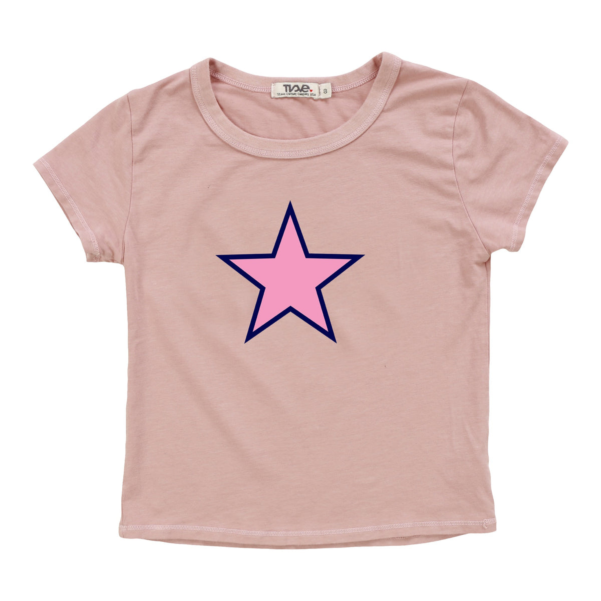 Signature Cap Sleeve Tee (Pink Star Navy Outline Print)