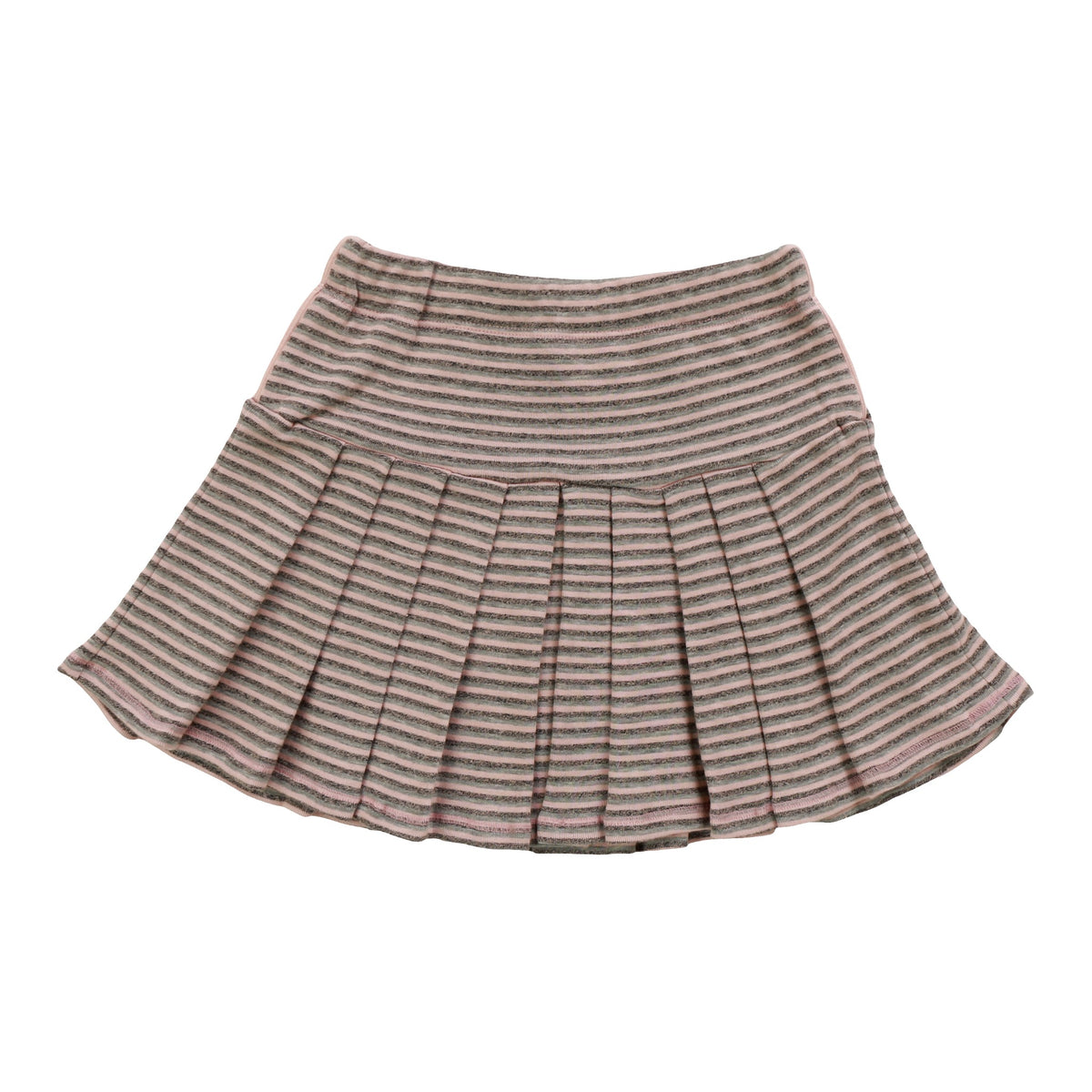 Pleated Skirt with Piping (Gray Stripes)