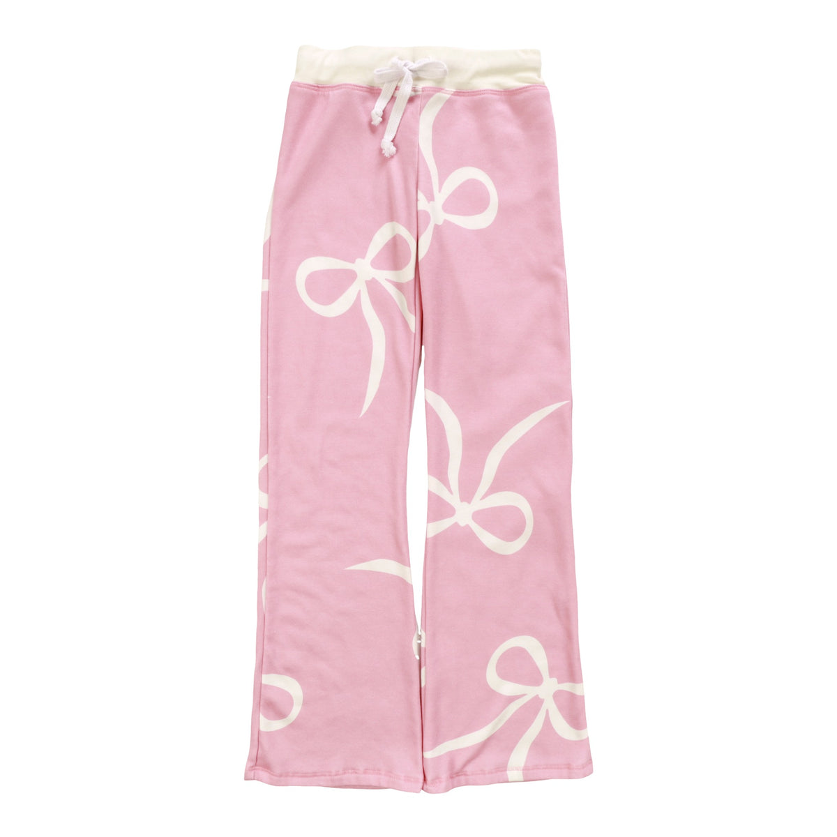 Relaxed Bootcut Pants (White Bow Pattern)
