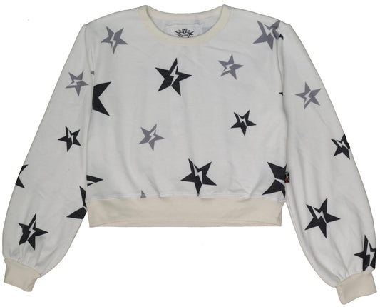 Puffed Long-Sleeved Crew Top (Star Bolt Pattern)